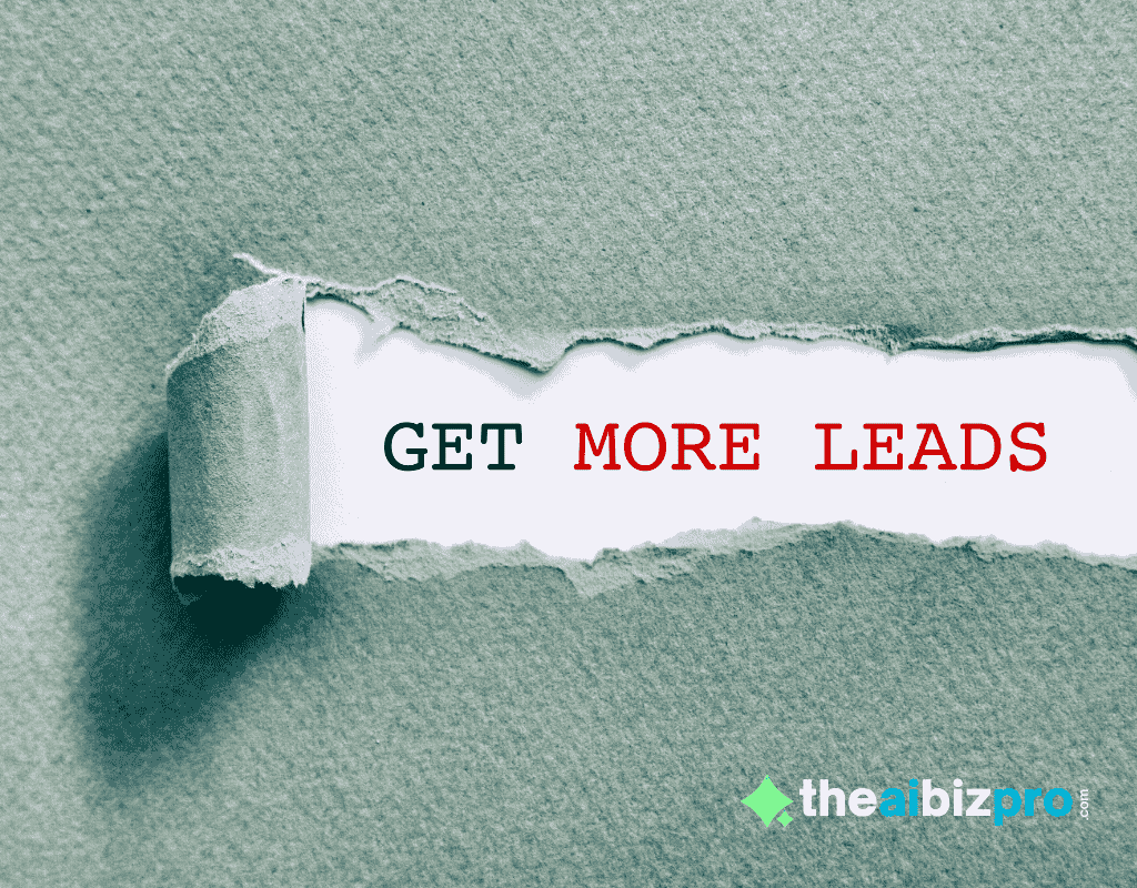 A hand points to a chalk drawing on a blackboard showing a progression from "LEADS" to "PROSPECTS" to "CUSTOMERS," with a lightbulb representing the conversion process. This illustrates the effectiveness of AI lead generation for small business.