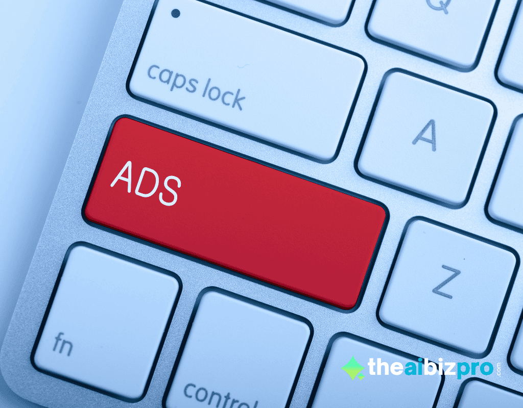 Red "ADS" button on a keyboard, symbolizing the power of AI advertising for small business